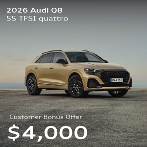 front facing Audi Q8 parked